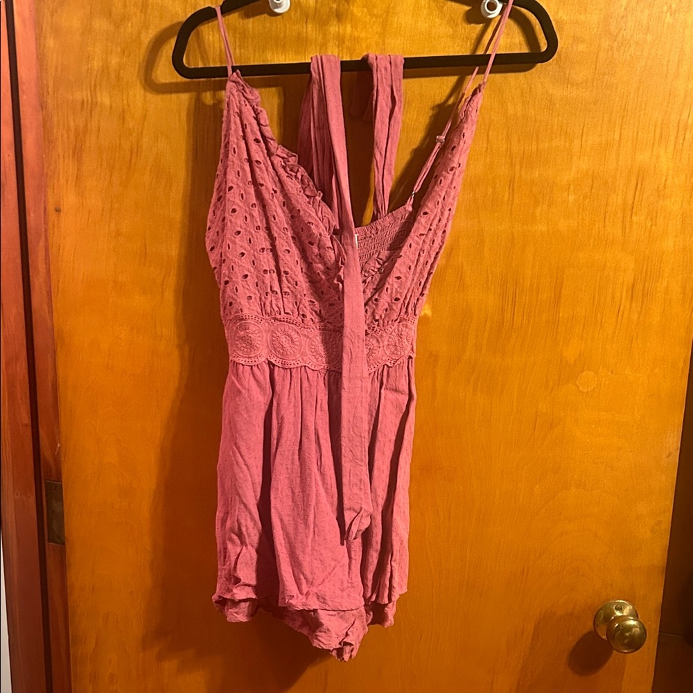 Pink Lace Detail Jumpsuit